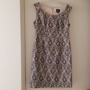 Cornflower Blue and Gold Lace Sheath Dress